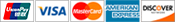 UnionPay, Visa/MasterCard, Amex, Discover